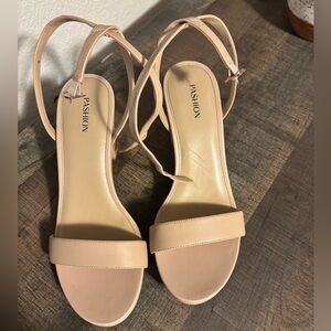 Nude Convertible Heels - Pashion Brenna, Sand Leather with 3 inch Block Heel Kit